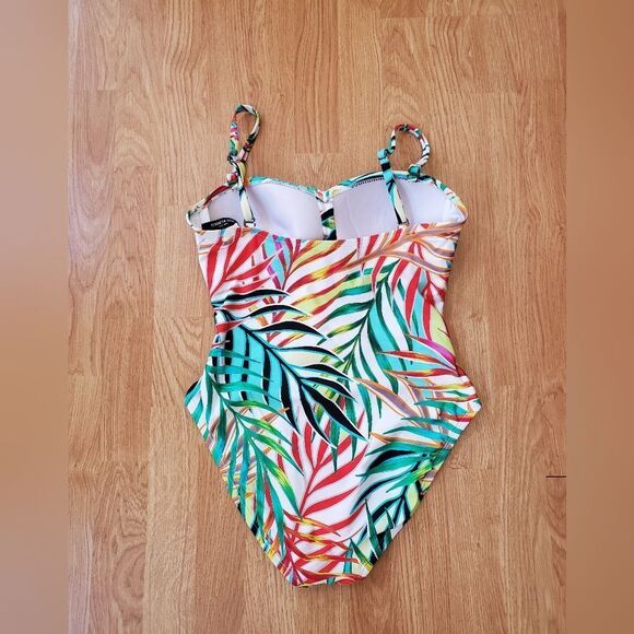 Kenneth Cole M Exotic Palm Cutout Bandeau Swimsuit sz Med - Picture 5 of 10